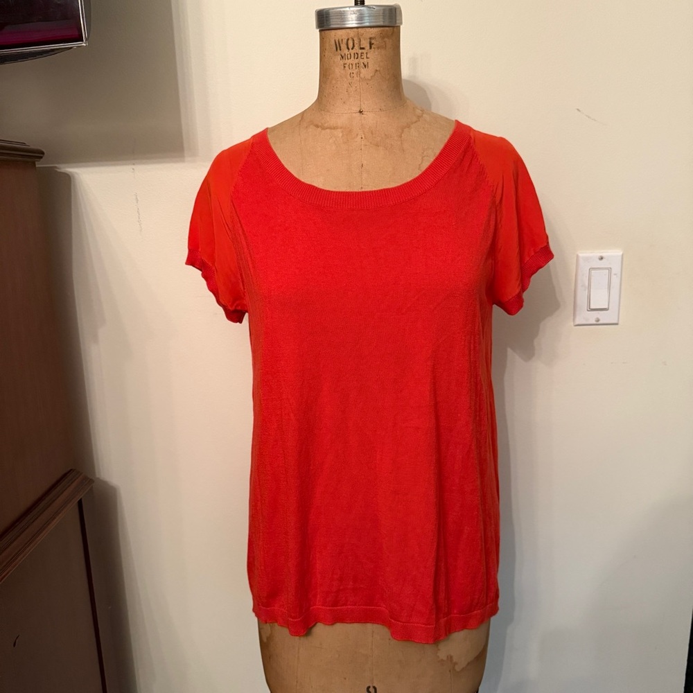 Gerard Darel Orange Silk Short Sleeve T-Shirt